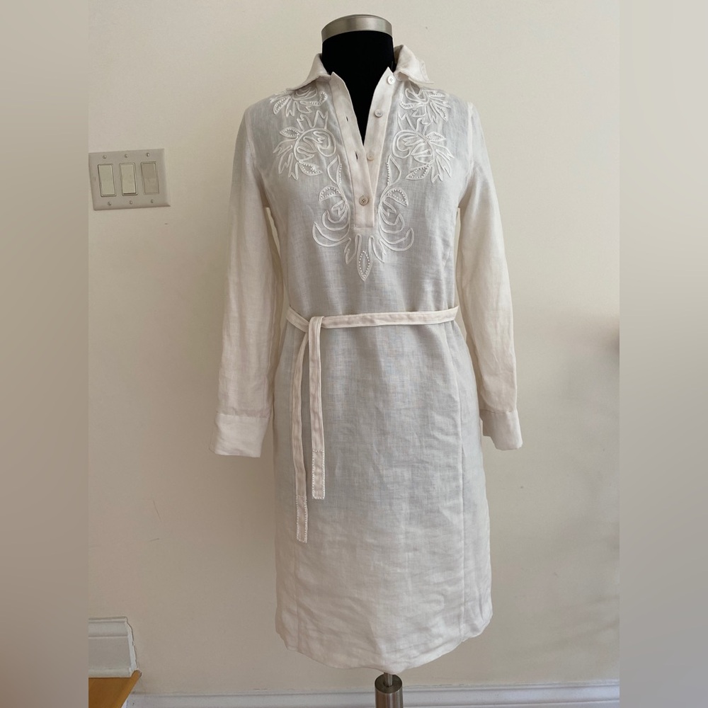 Talbots Embroidered Linen Dress 2P  NWT